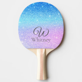 Pala De Ping Pong Chic Purple Ombre Blue Glitter Modern             