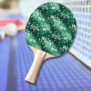 Pala De Ping Pong Chic White Tréboles Verdes y Lunares sobre Verde O