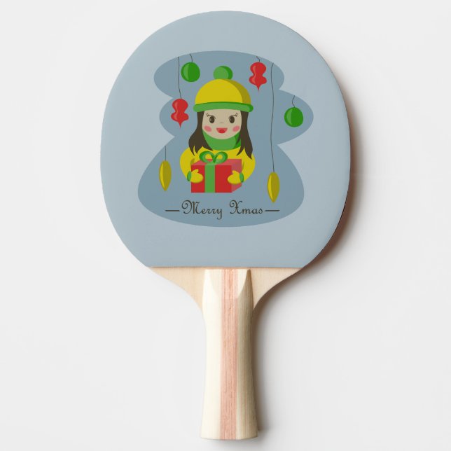 Pala De Ping Pong Chica con caja de regalo para Navidades (Anverso)