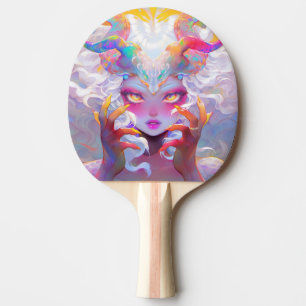 Pala De Ping Pong Chica de demostración celestial con cuernos arcoir