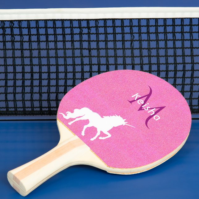 Pala De Ping Pong Chica de nombres de monograma de purpurina rosa de (in situ)