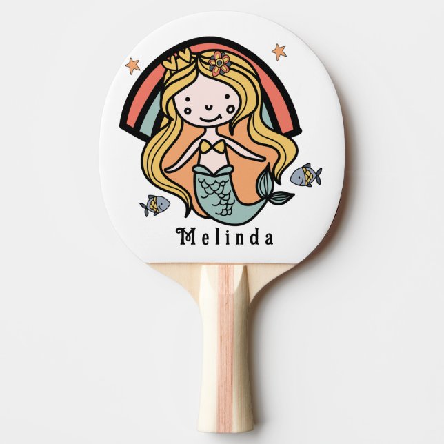 Pala De Ping Pong Chica personalizada Escandinava Cute Mermaid (Anverso)