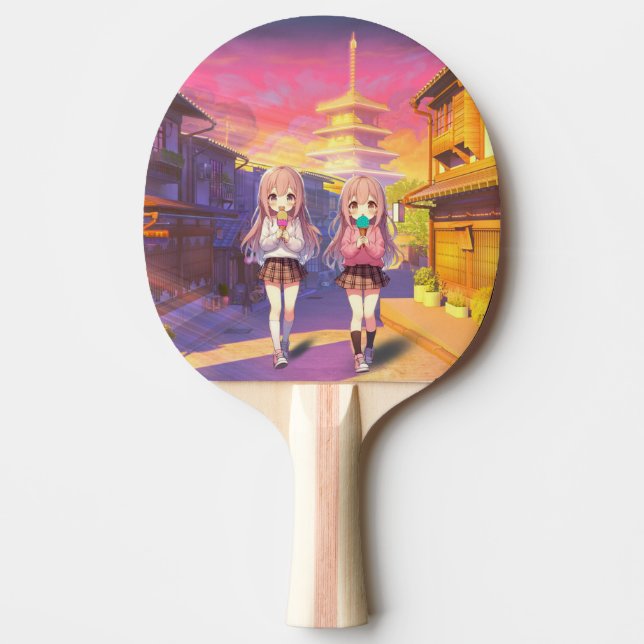 Pala De Ping Pong Chicas lindas de anime de helado (Anverso)