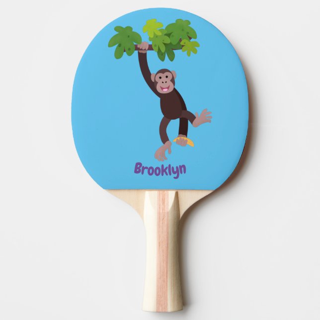 Pala De Ping Pong Chimpancé lindo en personalizado colgante de la ju (Anverso)