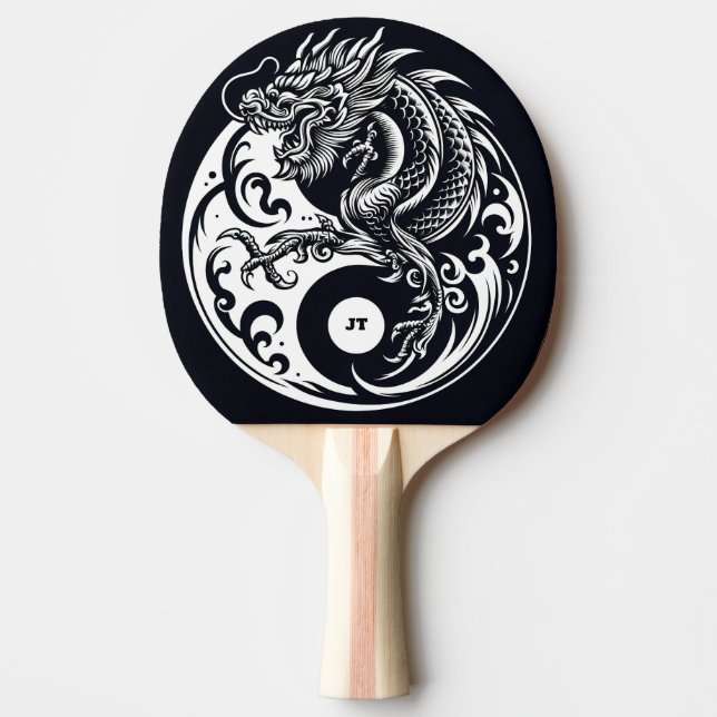 Pala De Ping Pong Chinese Dragon in Black and White Personalized (Anverso)