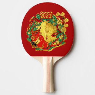 Pala De Ping Pong Chinos felices Año Nuevo del Oxi