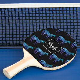 Pala De Ping Pong Chispa de unicornio patrón de ombre azul acuático