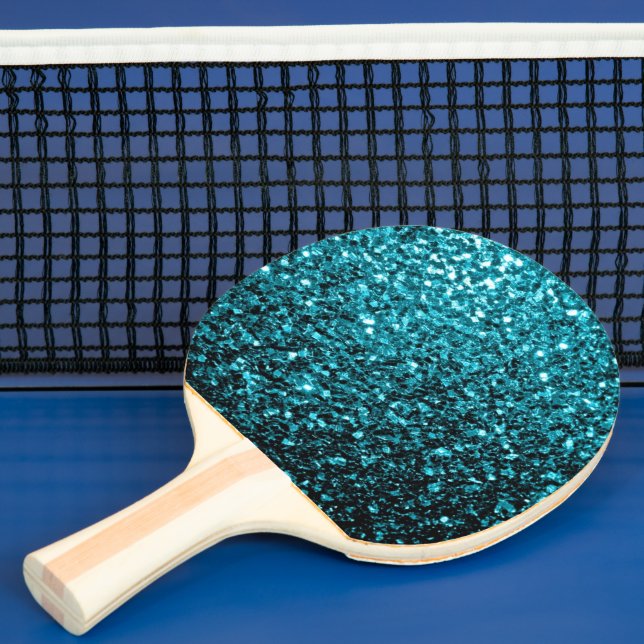 Pala De Ping Pong Chispas purpurinas brillantes azules de Aqua (in situ)