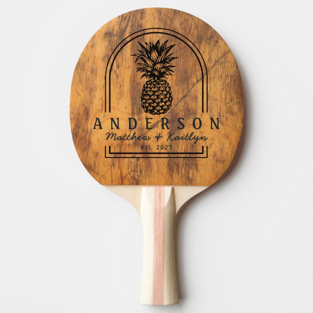 Pala De Ping Pong Chopping Block Pineapple Wedding Arch & Name (Anverso)