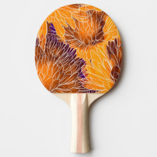 Pala De Ping Pong Chrysanthemum japonés: Patrulla acuarela sin mar