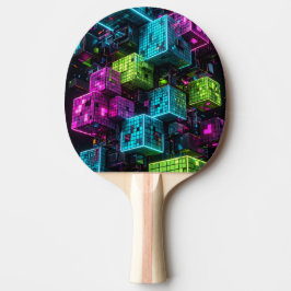 Pala De Ping Pong Cian Magenta Lima Cyberpunk | Extremadamente 3D 