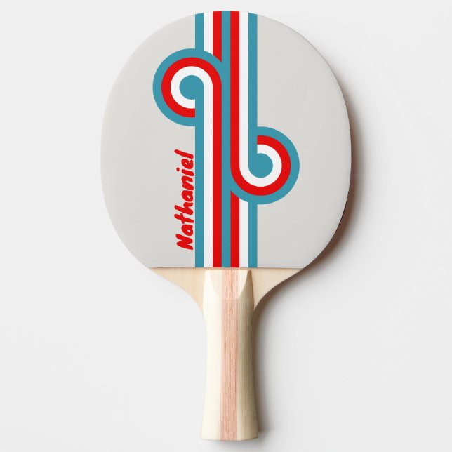 Pala De Ping Pong Ciclo de franja de Thunderbird con nombre (Anverso)