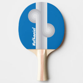 Pala De Ping Pong Cielo Azul Nublado con Franja y Nombre
