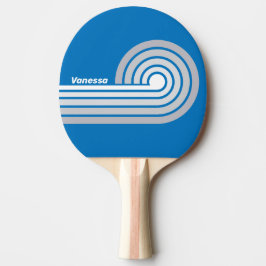 Pala De Ping Pong Cielo azul nublado con rayas onduladas y nombre