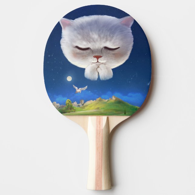 Pala De Ping Pong Cielo nocturno soñado con gato (Anverso)