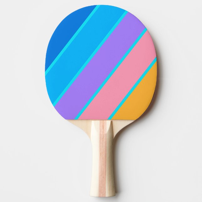 Pala De Ping Pong Cielo Oceánico Neon de los 80 Bold Rayado (Anverso)