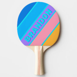 Pala De Ping Pong Cielo Oceánico Neon de los 80 Negrita con Nombre R