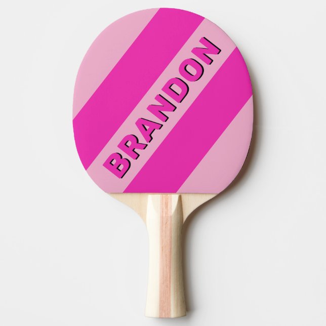 Pala De Ping Pong Cielo rosa retro Tres bandas negrita con nombre (Anverso)
