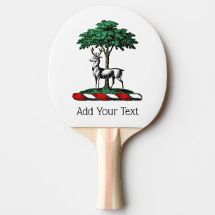 Pala De Ping Pong Ciervo Venado junto a un Árbol Emblema de la Crest