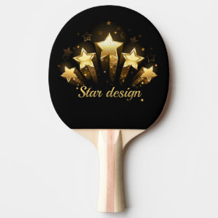 Pala De Ping Pong Cinco estrellas de oro en negro