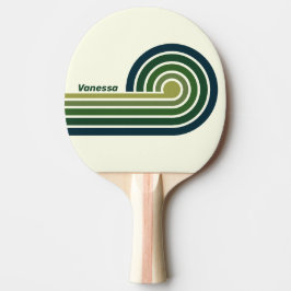 Pala De Ping Pong Cinco Rayas Retro Verdes con Nombre