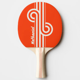 Pala De Ping Pong Cinta doble raya naranja atardecer retro con nombr