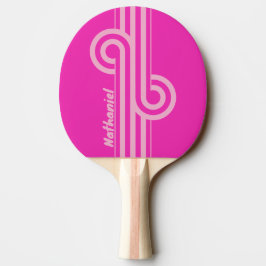 Pala De Ping Pong Cinta doble raya retro cielo rosa con nombre