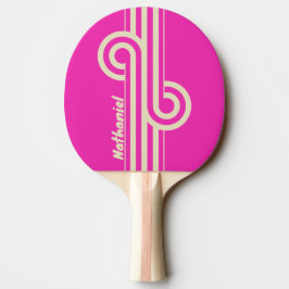Pala De Ping Pong Cinta doble retro rosa con nombre