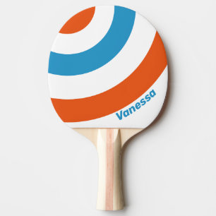 Pala De Ping Pong Círculo a rayas nostálgico de verano con nombre