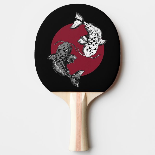 Pala De Ping Pong Círculo de carpas koi japonesas rojas (Anverso)