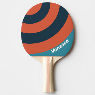 Pala De Ping Pong Círculo de franja con salpicadura de teal retro y
