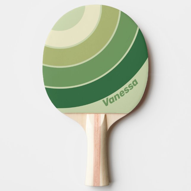 Pala De Ping Pong Círculo de franja de arcoíris de musgo retro con n (Anverso)