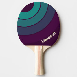 Pala De Ping Pong Círculo de franja de arcoíris púrpura retro con no