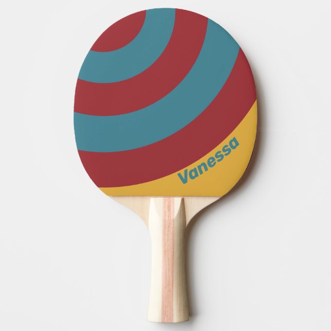 Pala De Ping Pong Círculo de franja de semilla de mostaza retro con  (Anverso)