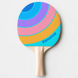 Pala De Ping Pong Círculo de franja del cielo del océano neón de los