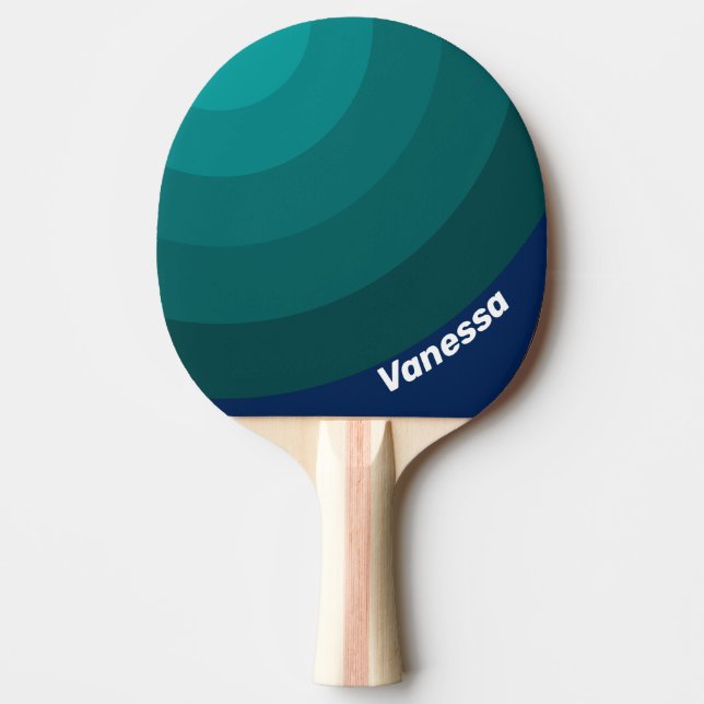 Pala De Ping Pong Círculo de Raya de Marea del Océano con Nombre (Anverso)