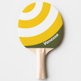 Pala De Ping Pong Círculo Nostálgico de Franja con Nombre de Miel Ve