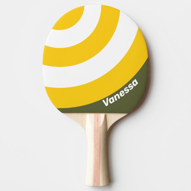 Pala De Ping Pong Círculo Nostálgico de Franja con Nombre de Miel Ve (Anverso)