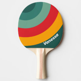 Pala De Ping Pong Círculo Verde con Franja y Nombre