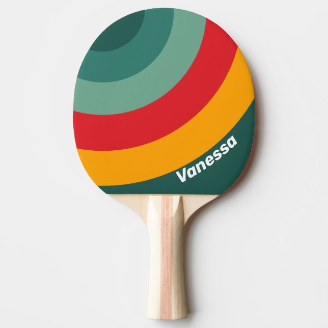 Pala De Ping Pong Círculo Verde con Franja y Nombre (Anverso)