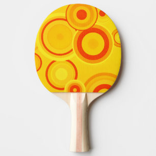 Pala De Ping Pong Círculos retro audaces - amarillo y Naranja