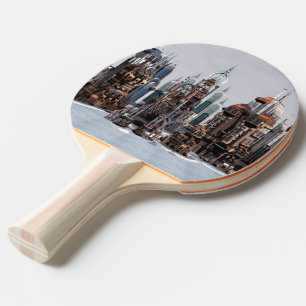 Pala De Ping Pong Ciudad de fantasía futurista Arte de horizonte de