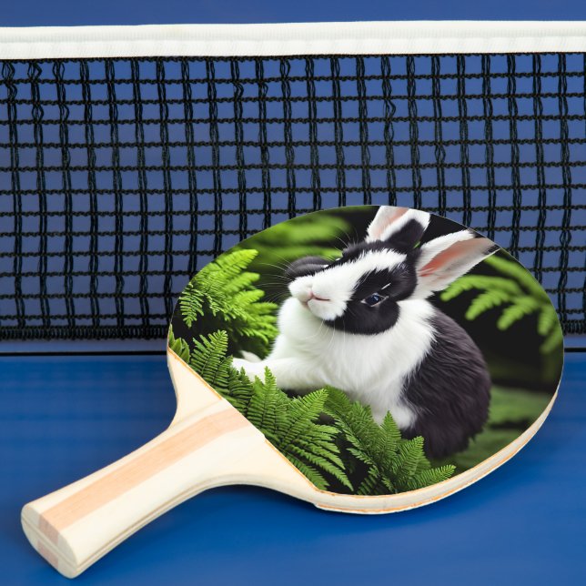 Pala De Ping Pong "Clásico encanto: Conejo conejo conejo blanco y ne (in situ)