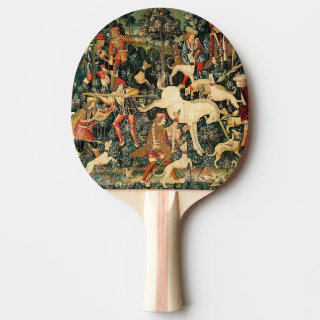 Pala De Ping Pong Clásico medieval de Tapestries de Unicornio defien (Anverso)