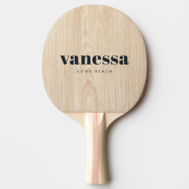 Pala De Ping Pong Clásico Minimalista Moderno de Pino Blanco Nombre