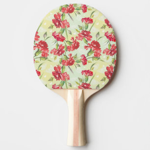 Pala De Ping Pong Claveles rojos en verde con las mariposas