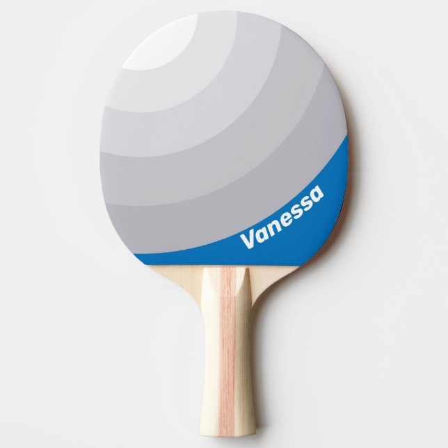 Pala De Ping Pong Cloudy Blue Sky Circle Stripe with Name (Anverso)