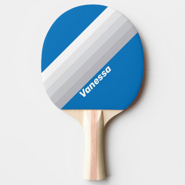 Pala De Ping Pong Cloudy Blue Sky Stripes with Name (Anverso)
