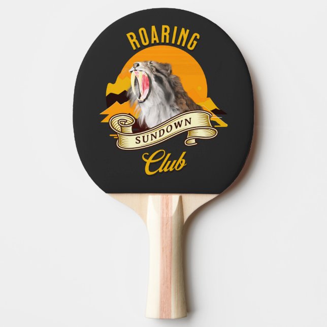 Pala De Ping Pong Club de Aventuras Atardecer Retro Tigre Dientes de (Anverso)