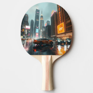Pala De Ping Pong Coches de la ciudad rascacielos ciberpunk